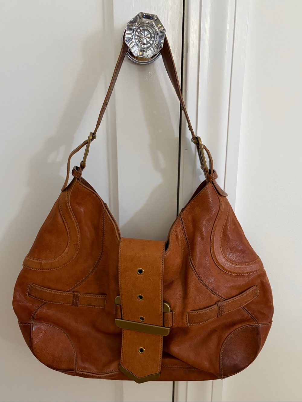 Alexander McQueen Vintage Cognac Leather Hobo Bag Y2K